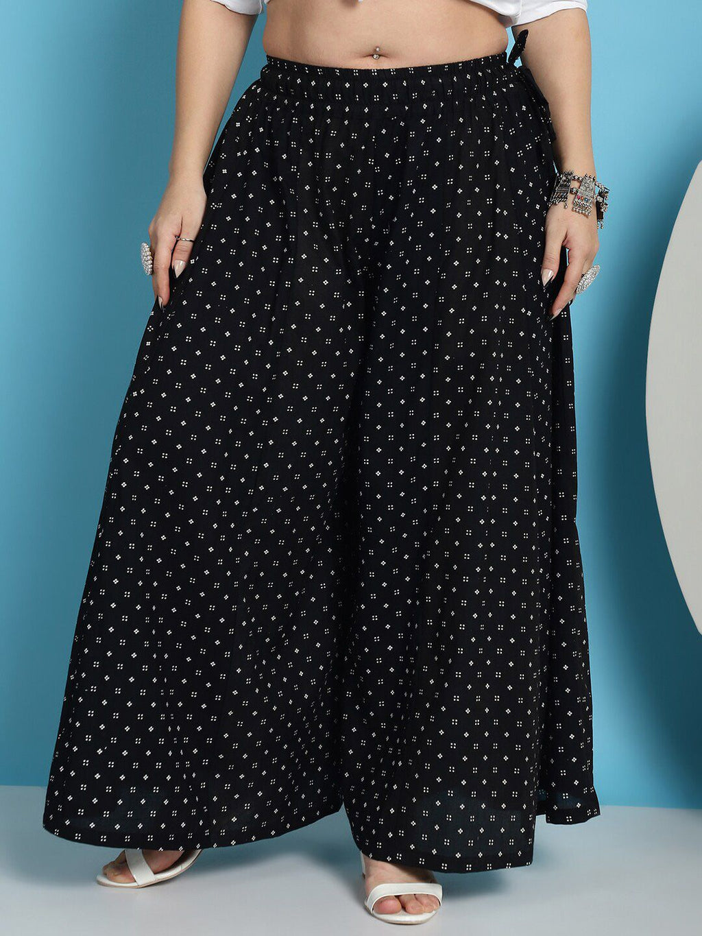 TAG 7 Floral Printed Flared Pure Cotton Palazzos | Grocsy