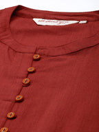 All About You Women Red & Orange Pure Cotton Kurta with Trousers | Grocsy