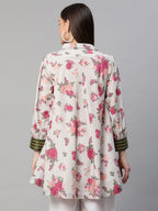Ahalyaa Women Beige Crepe Digital Floral Print Tunic | Grocsy