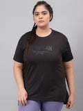 MKH Plus Size Typography Printed Drop Shoulder Sleeves Relaxed Fit Dri-FIT Sports T-Shirt | Grocsy