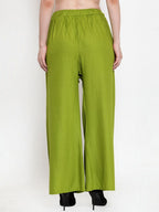 TAG 7 Women Pack Of 2 Green & Maroon Solid Flared Palazzos | Grocsy