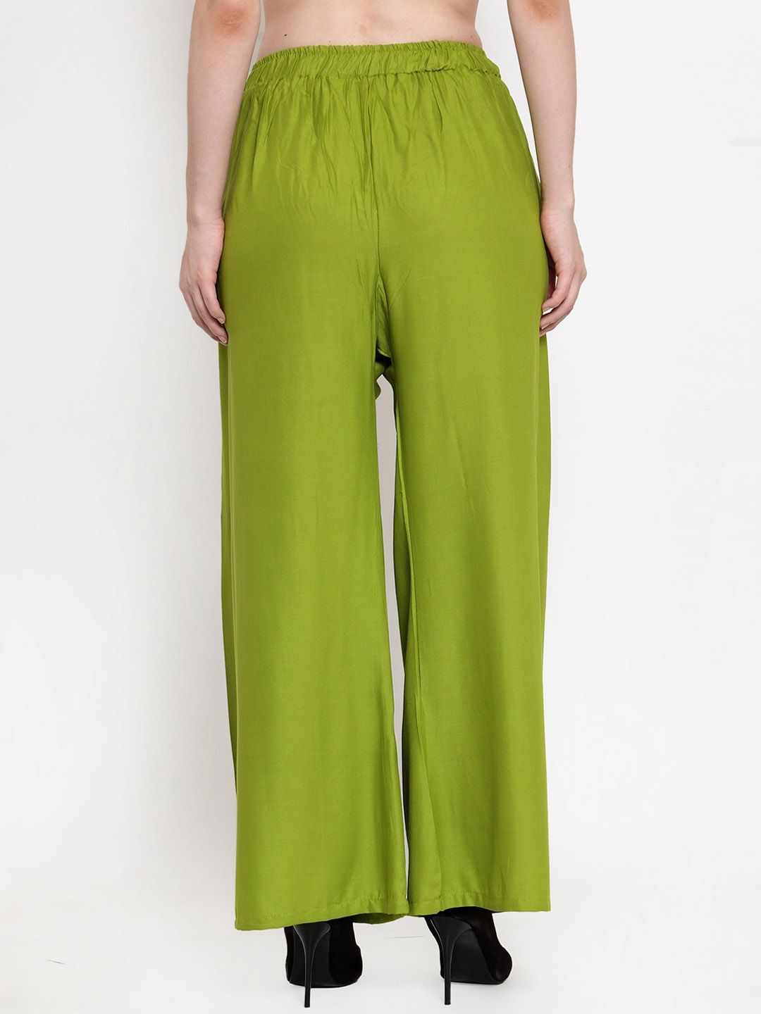 TAG 7 Women Pack Of 2 Green & Maroon Solid Flared Palazzos | Grocsy