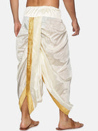 Sethukrishna Men Cream & Golden Solid Dhoti | Grocsy