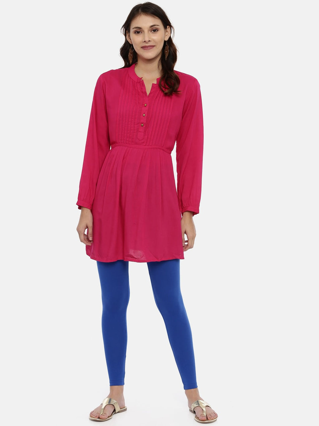 Souchii Navy Blue Solid Slim-Fit Ankle-Length Leggings | Grocsy