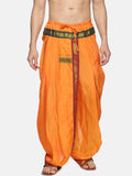 Sethukrishna Men Orange & Green Solid Readymade Dhoti Pant | Grocsy