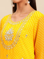 Sangria Women Ethnic Motifs Printed Mirror Work Indie Prints Kurta | Grocsy