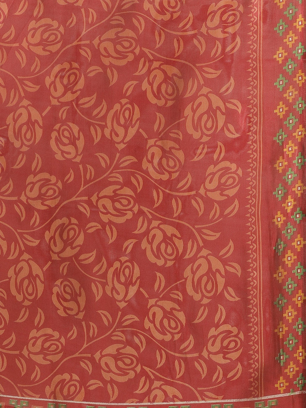 Saree Mall Rust Red & Mustard Yellow Printed Saree | Grocsy