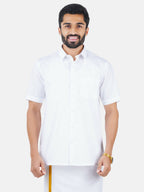 Ramraj Cotton Mens Half Sleeve Formal 100 % Cotton White Shirt | Grocsy