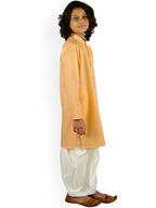 Sethukrishna Boys Orange Pure Cotton Kurta with Dhoti Pants & With Dupatta | Grocsy