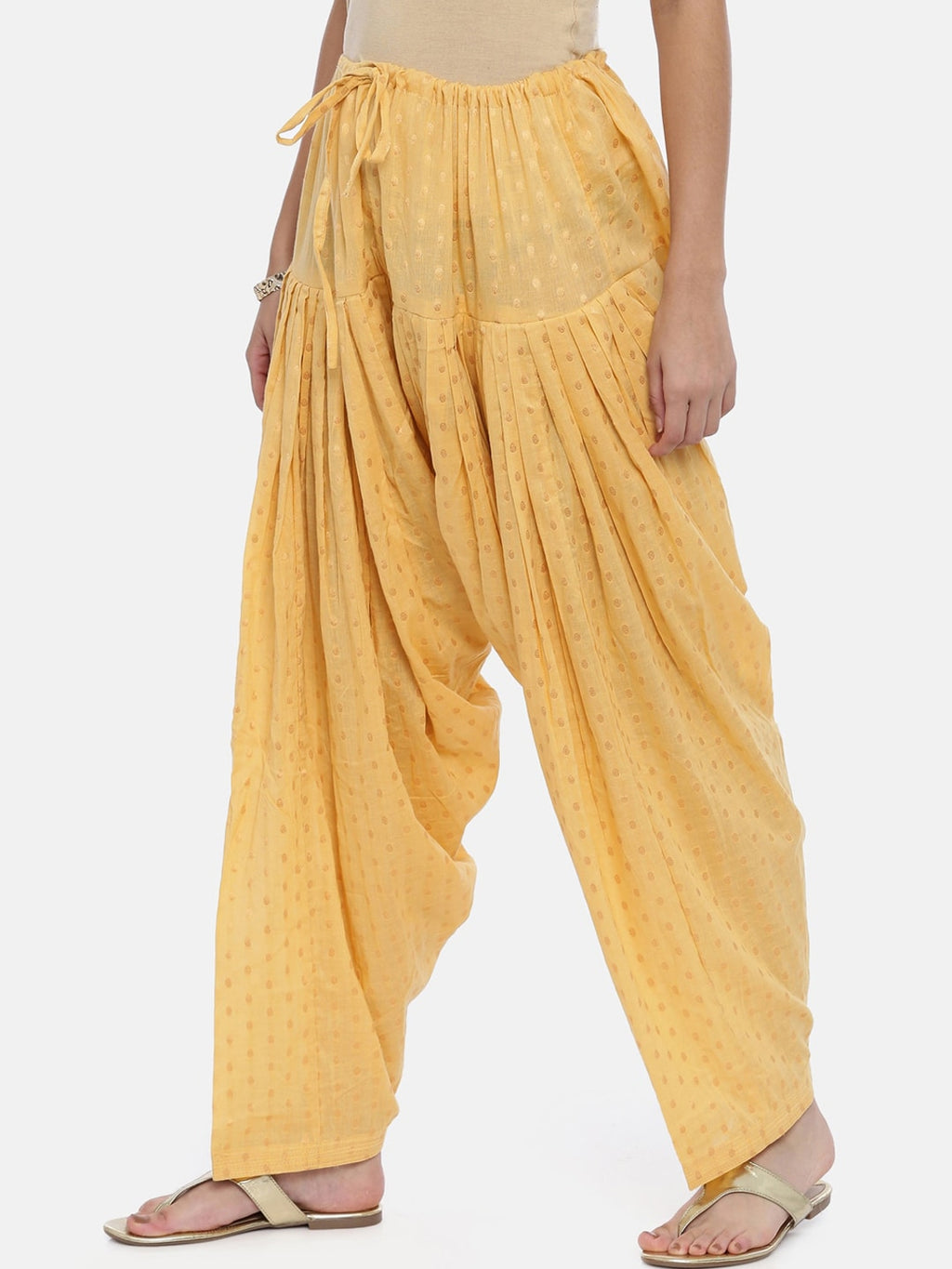 Souchii Women Beige Woven Design Patiala | Grocsy