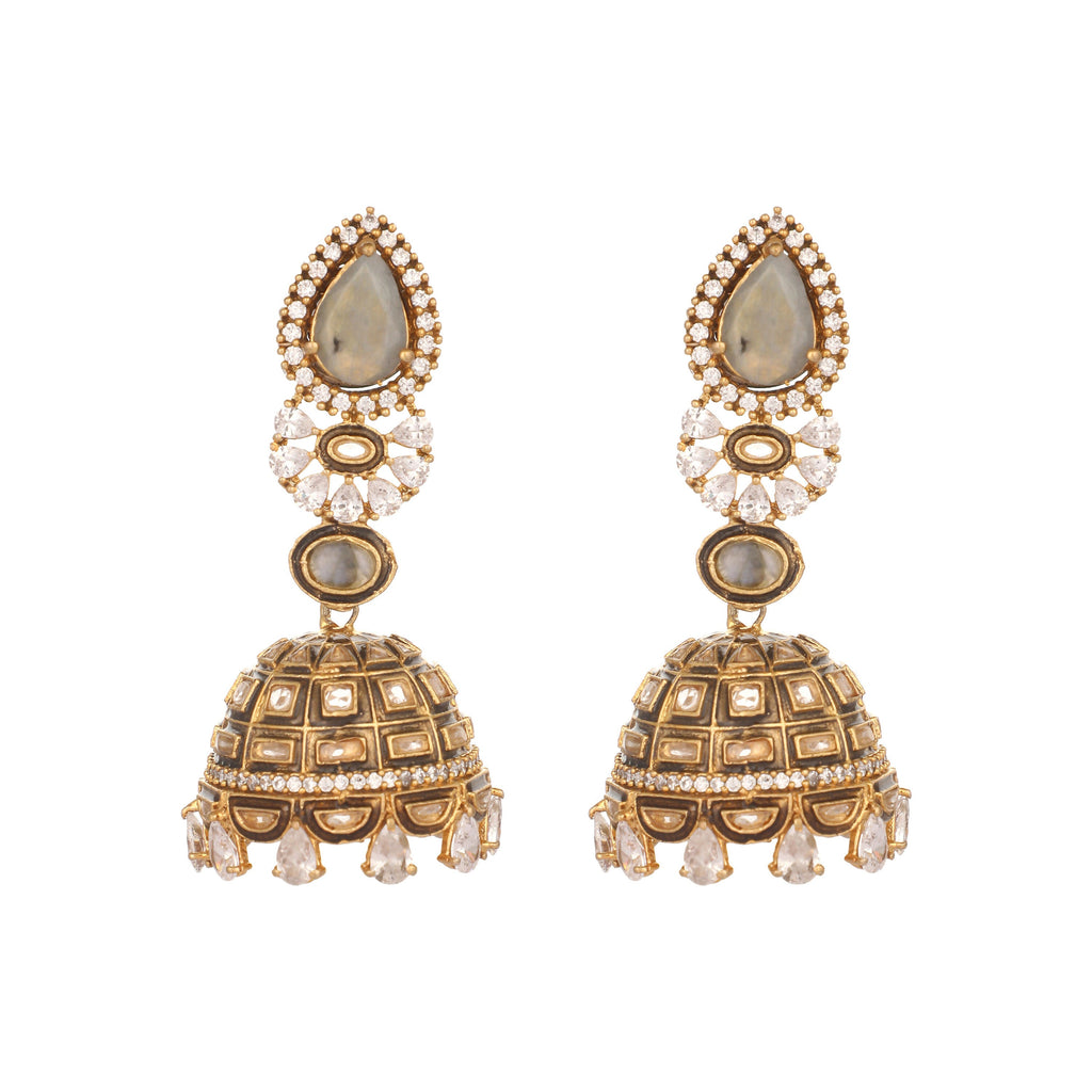 Nuyug 22K Gold Plated Aureate Swirl Jhumki Earrings | Grocsy
