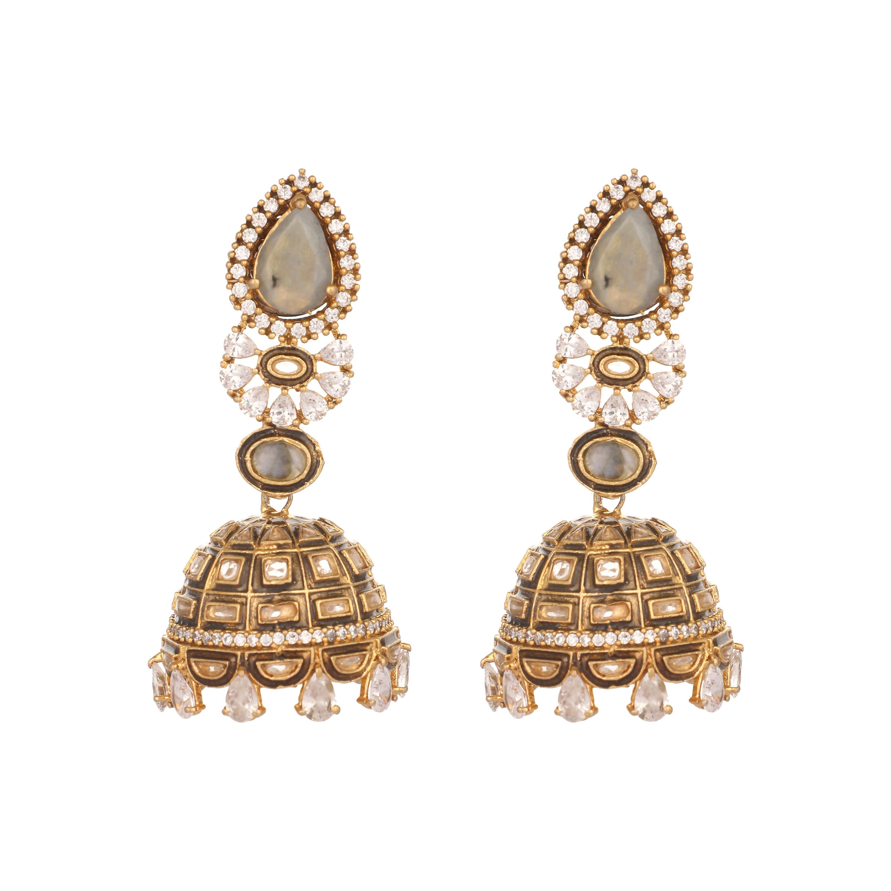Nuyug 22K Gold Plated Aureate Swirl Jhumki Earrings | Grocsy