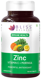 Bliss Welness Immune Health Zinc Vitamin C + Moringa Veg Tablet | Grocsy