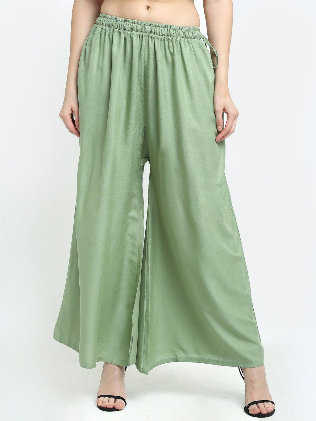 TAG 7 Women Pack of 2 Green Flared Ethnic Palazzos | Grocsy