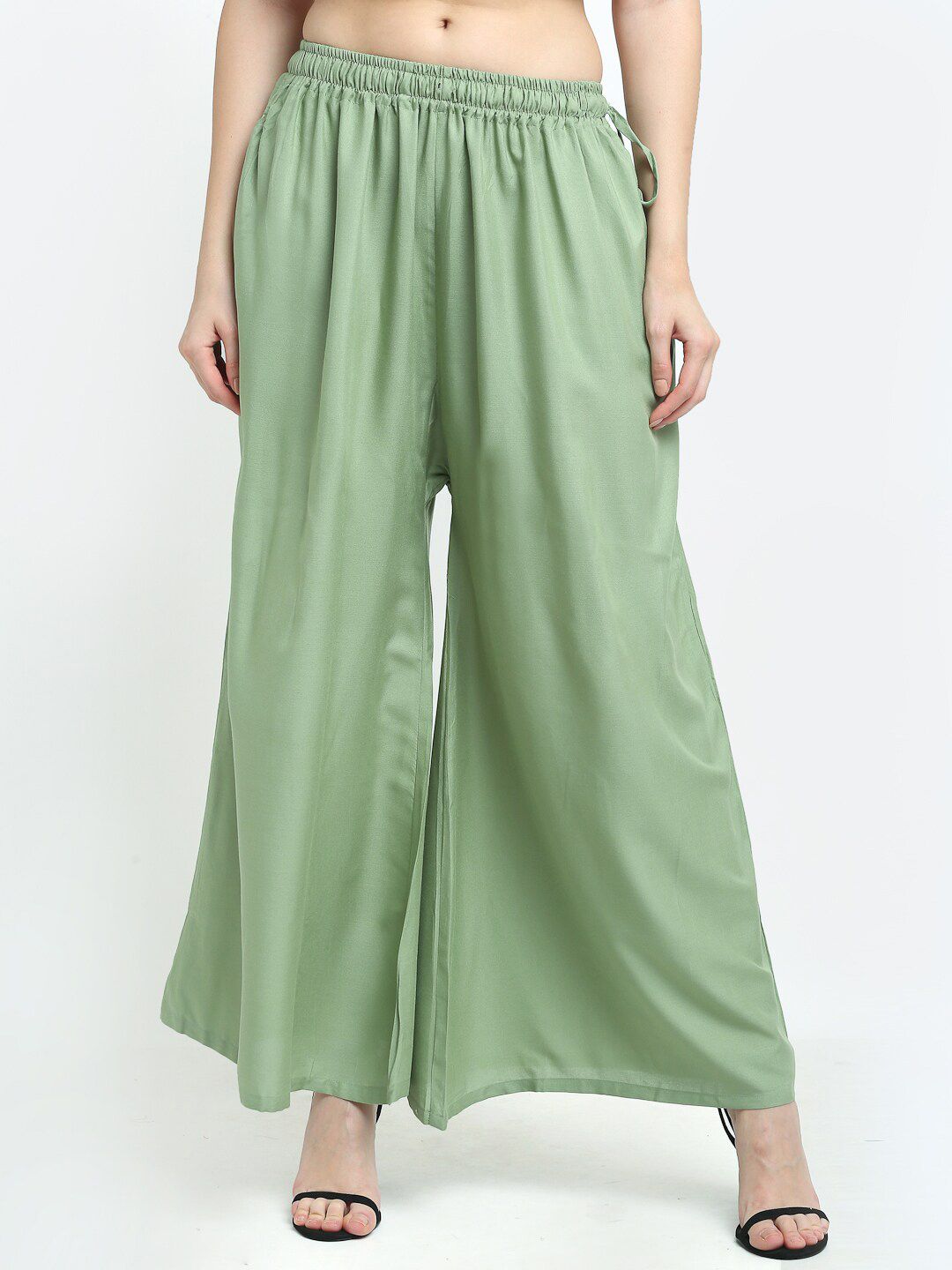 TAG 7 Women Pack of 2 Green Flared Ethnic Palazzos | Grocsy