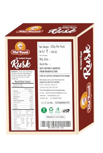 Mid Break Sugar Free Rusks - Pack of 1 200 Gm. - Tasty and Healthy | Grocsy