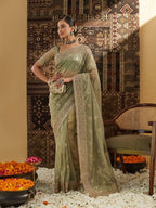 kasee Floral Zardozi Supernet Designer Saree | Grocsy