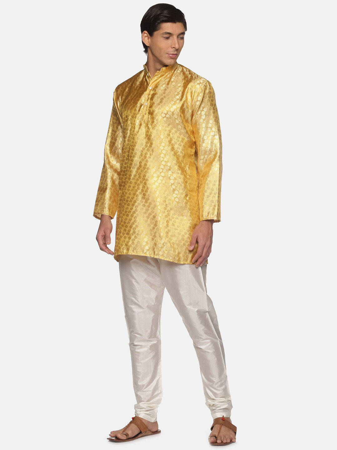 Sethukrishna Gold-Toned Kurta with Pyjamas For Men | Grocsy