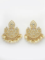 NVR Women Gold-Polished Kundan Chandbali Earrings | Grocsy