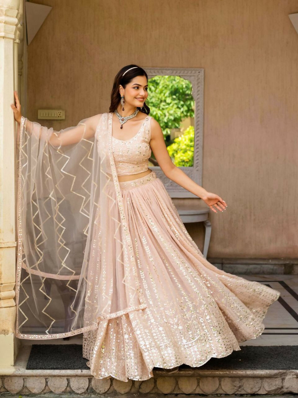 Lehenga Mart Designer Indian Wedding Lehenga Choli-Light Pink | Grocsy