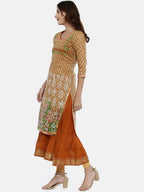 Souchii Beige & White Printed Straight Kurta | Grocsy
