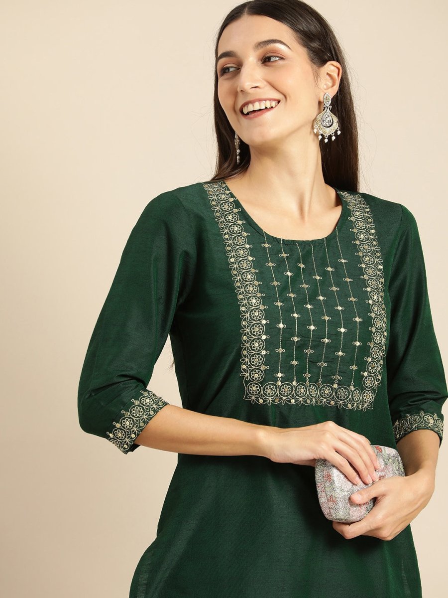 All About You Women Green Kurta with Trousers | Grocsy