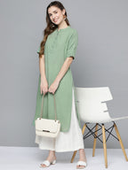 HERE&NOW Women Mint Green Pakistani Style Kurta | Grocsy