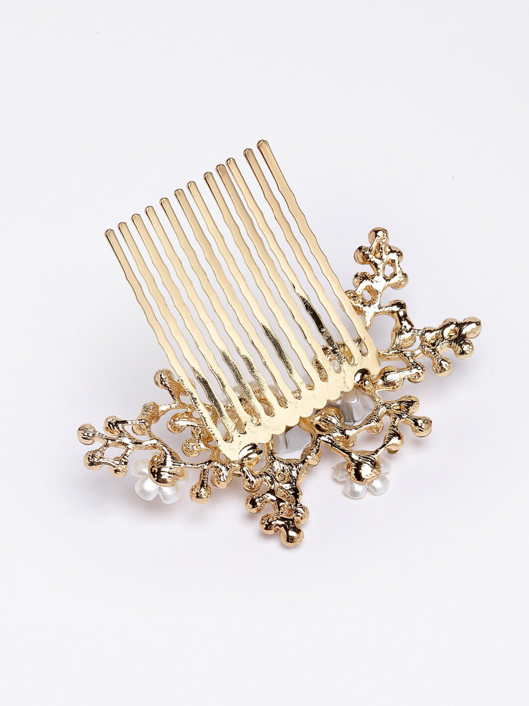 Panash Women Gold-Toned & White Embellished Comb Pin | Grocsy