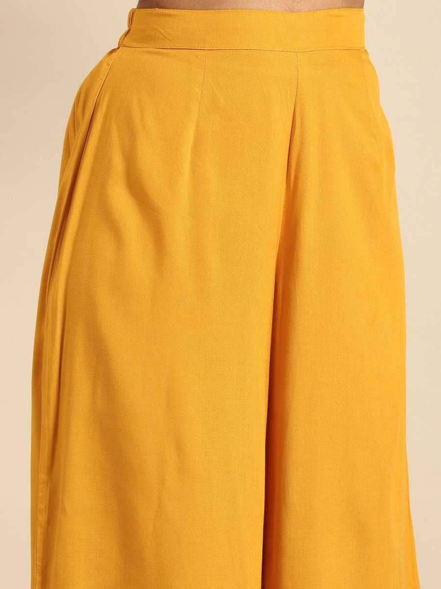 All About You Women Yellow Floral Printed Pure Cotton Kurta with Palazzos | Grocsy