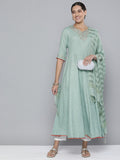HERE&NOW Women Embroidered Ethnic Motifs Yoke Design Anarkali Kurta | Grocsy