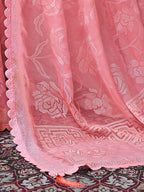 Saree Mall Floral Woven Design Pure Chiffon Beads & Stones Bagru Sarees | Grocsy