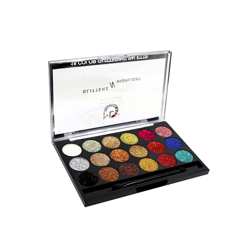 Matt Look Glitterz N Highlight 18 Color Glittering Eyeshadow Palette - Classic | Grocsy