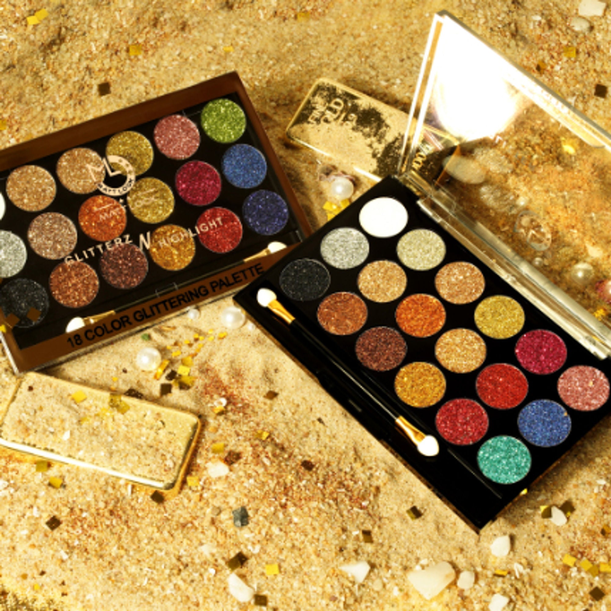 Matt Look Glitterz N Highlight 18 Color Glittering Eyeshadow Palette - Limited | Grocsy