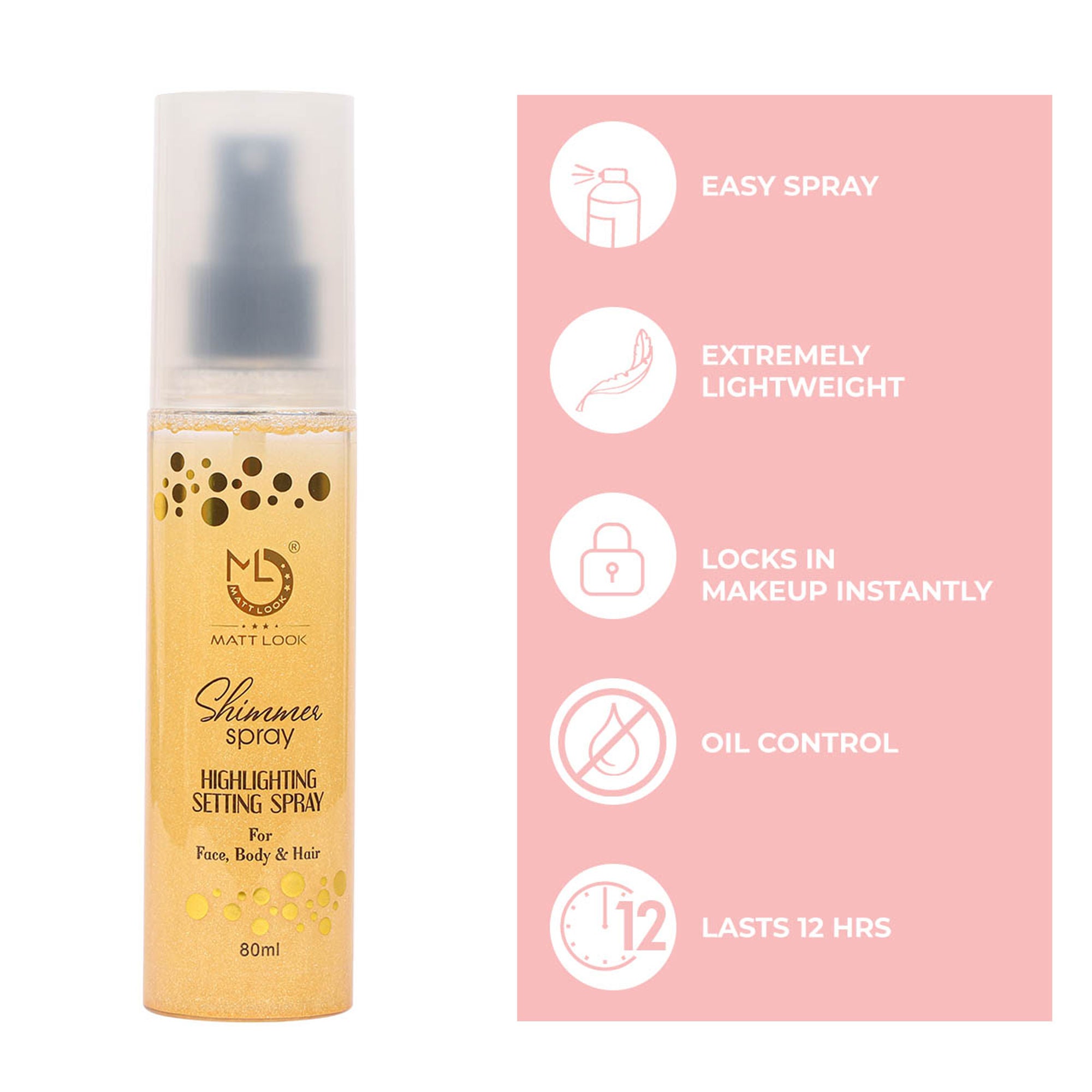 Matt Look Shimmer Highlighting Setting Spray - Gold 001 | Grocsy