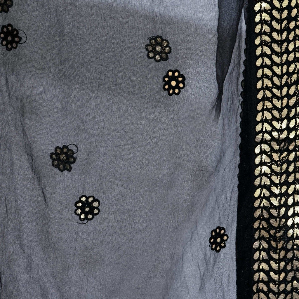 A R Silk Women's Gotta Patti Embroidery Orgenza Cotton Black Dupattas and Chunnis | Grocsy