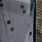 A R Silk Women's Gotta Patti Embroidery Orgenza Cotton Black Dupattas and Chunnis | Grocsy