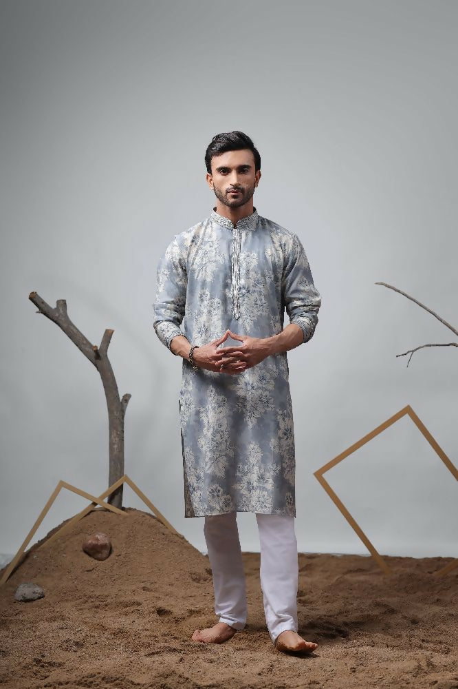 Blue Modal Designer Printed Kurta Set - Mahotsav | Grocsy