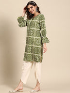 Sangria Ethnic Motifs Printed Puff Sleeves Kurta with Dhoti Pants | Grocsy