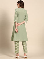 All About You Women Pure Cotton Ethnic Motifs Printed Kurta with Trousers | Grocsy