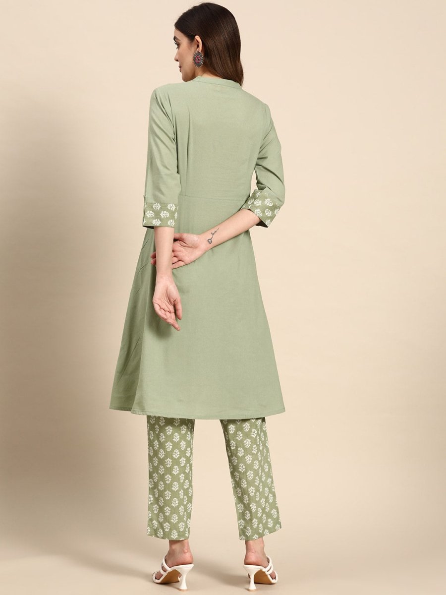 All About You Women Pure Cotton Ethnic Motifs Printed Kurta with Trousers | Grocsy