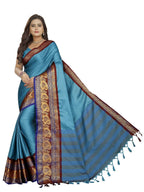 Vamika Banarasi Silk Blue Weaving Saree | Grocsy