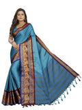 Vamika Banarasi Silk Blue Weaving Saree | Grocsy