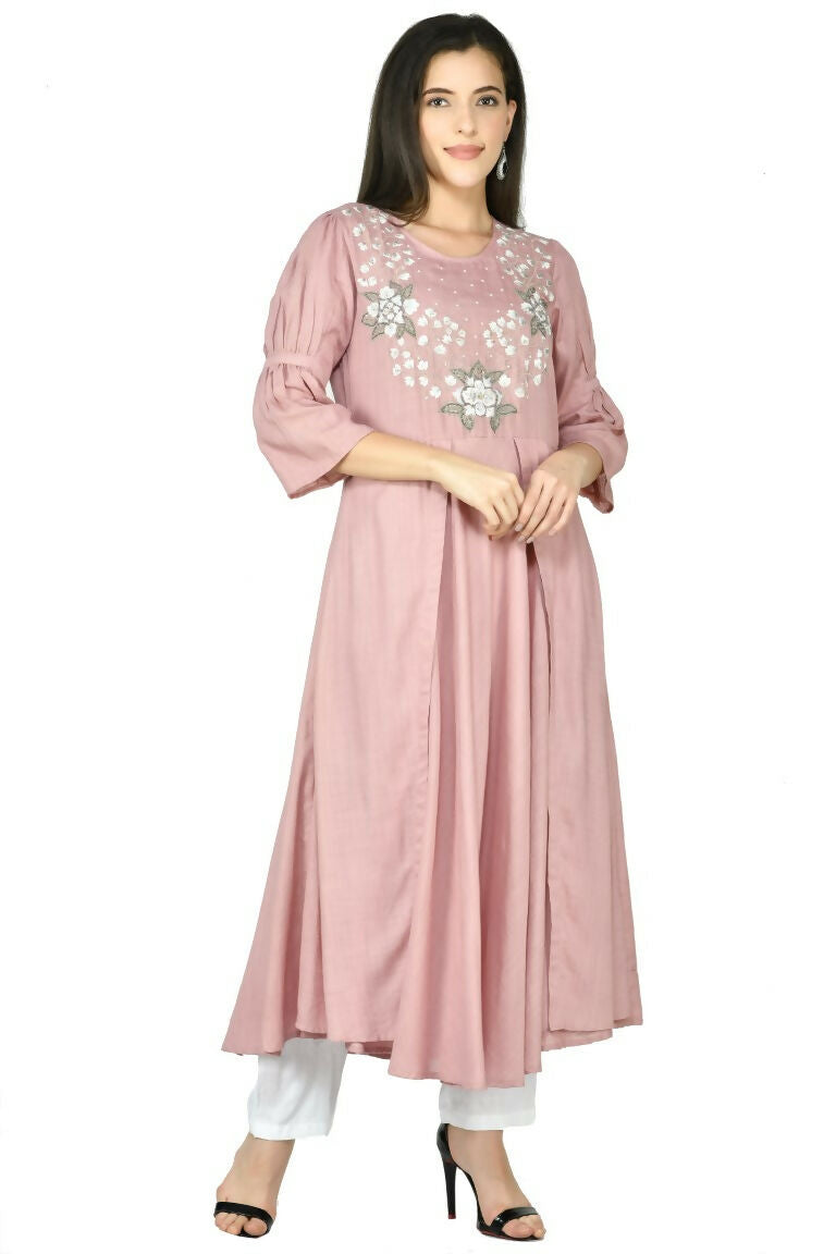 Joban Fashion Rose Gold Cotton Rayon Kurta Set | Grocsy