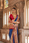 Navu Blue Soft V.P. Silk Magnum Finish, Weaving, Golden Zari Paithani Silk Saree - Rath Kadampalli | Grocsy