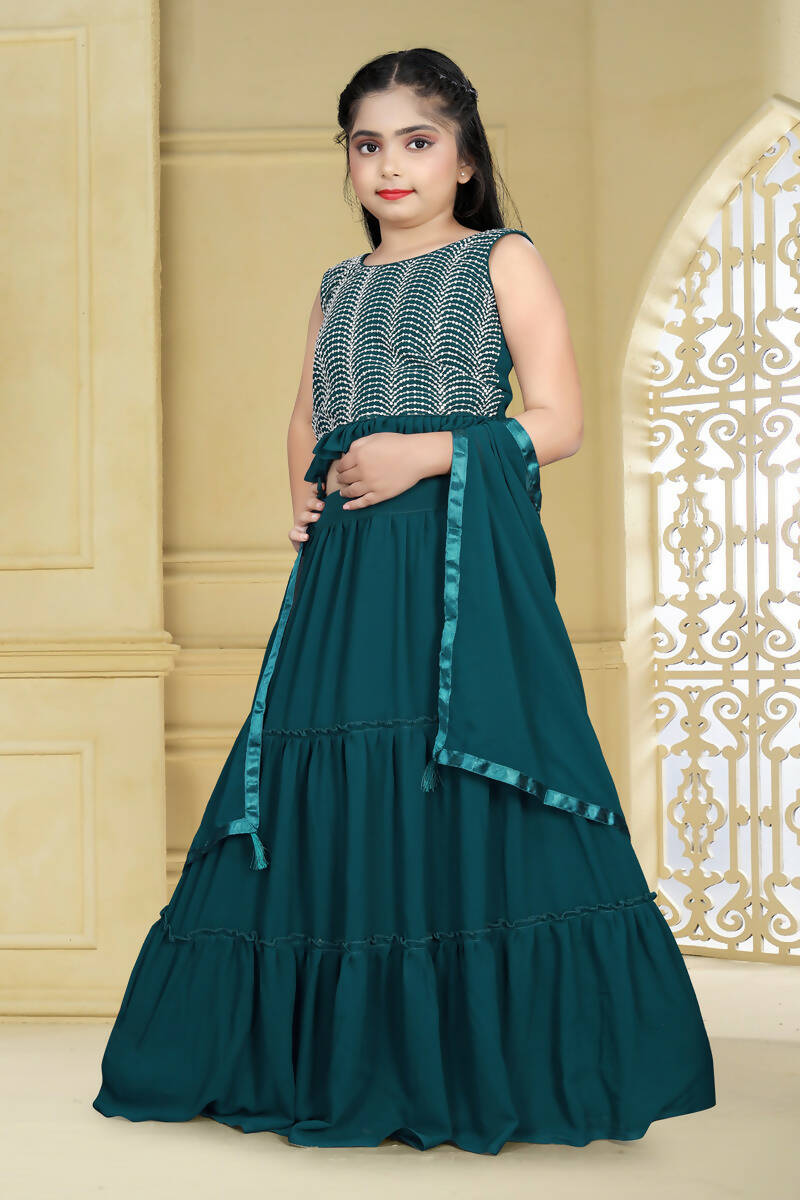 Wedding Designer Rama Georgette Kidswear Lehenga - Aaradhna | Grocsy