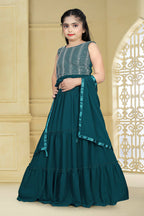 Wedding Designer Rama Georgette Kidswear Lehenga - Aaradhna | Grocsy