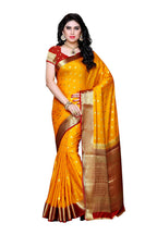 Mimosa Women's Traditional Crepe Kanjivaram Silk Gold Saree | Grocsy