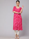 Aks Ethnic Motif Printed Cotton Straight Kurta | Grocsy