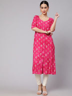 Aks Ethnic Motif Printed Cotton Straight Kurta | Grocsy