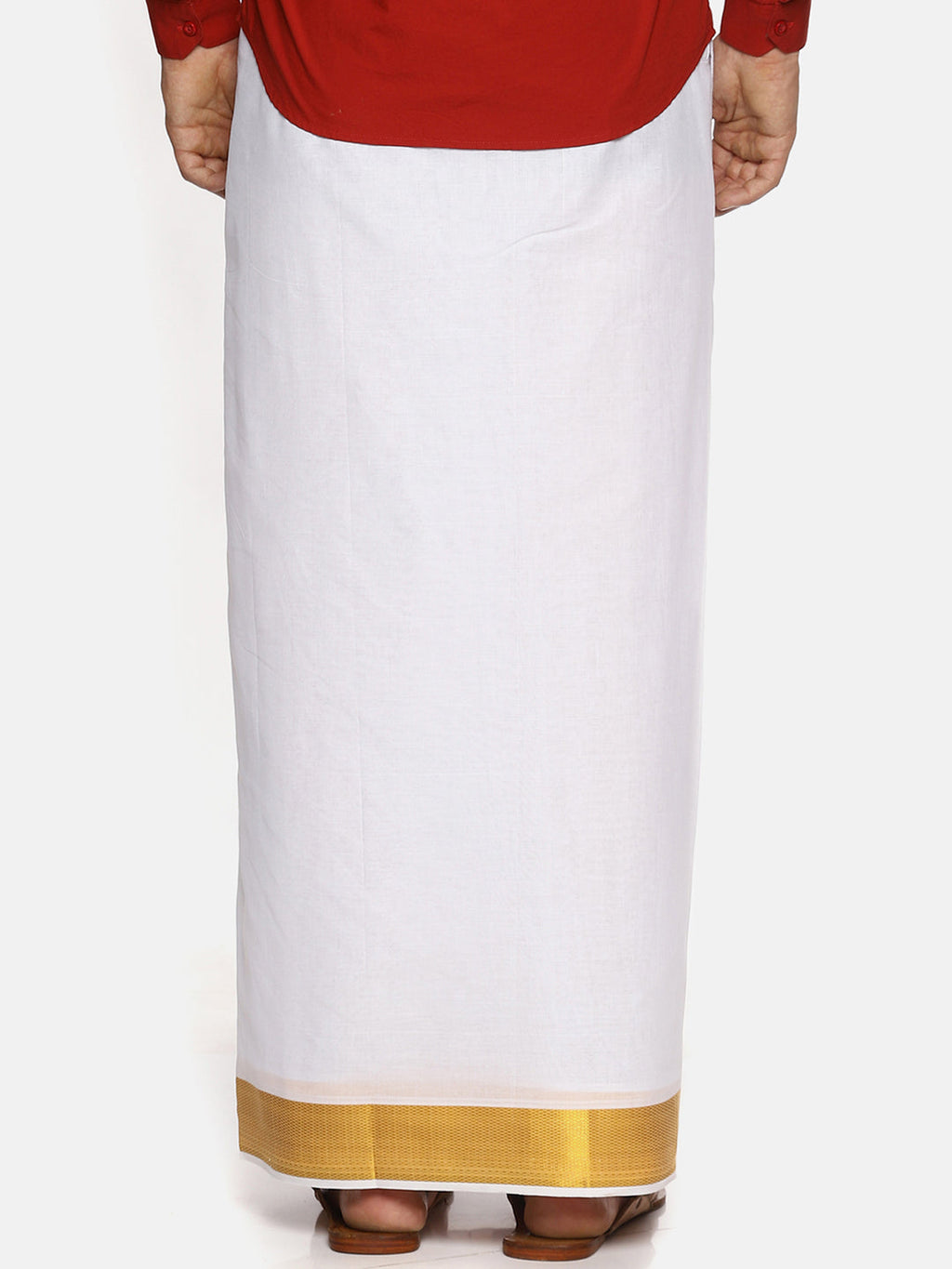 Sethukrishna Men White Solid Double Layer Readymade Dhoti | Grocsy